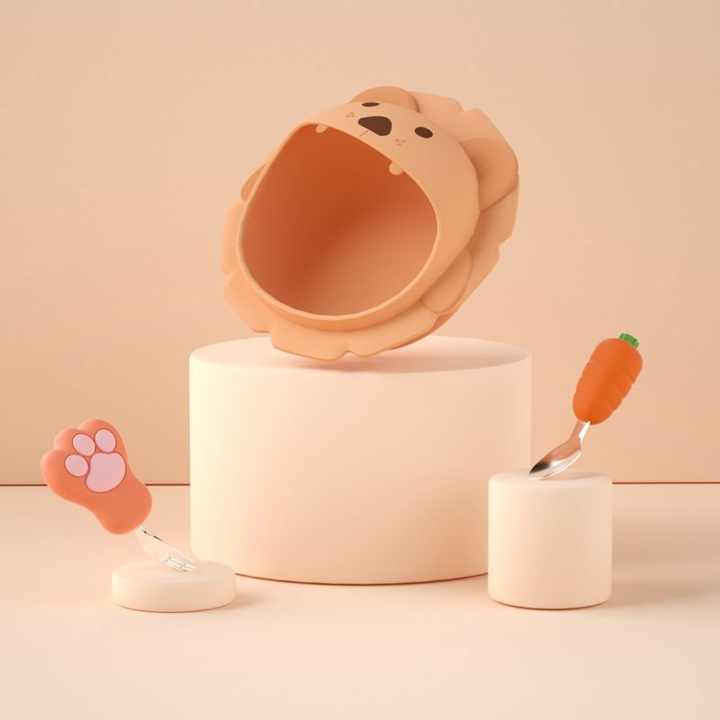 Big Mouth Learn To Eat a Five-Piece Set Is Not Afraid Of Falling Silica Gel Bowl