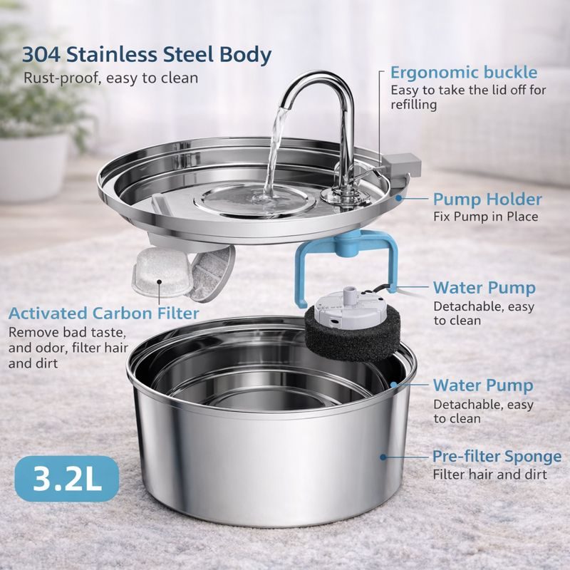 The Wavetta Stainless Steel Automatic Fountain